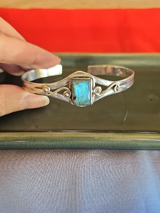 Jewelry - Boho Artisan Sterling Silver 925 Labradorite Cuff Bracelet
